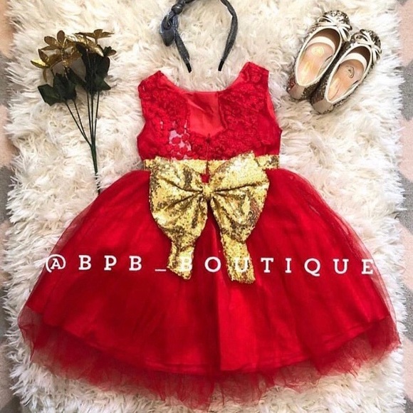 NWT Girls Red Formal Party Boutique Dress - Picture 6 of 8